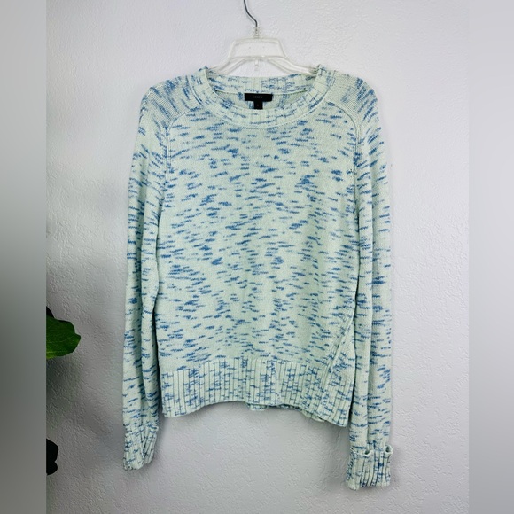J. Crew Speckled Blue Cotton Crewneck Sweater - Picture 2 of 8